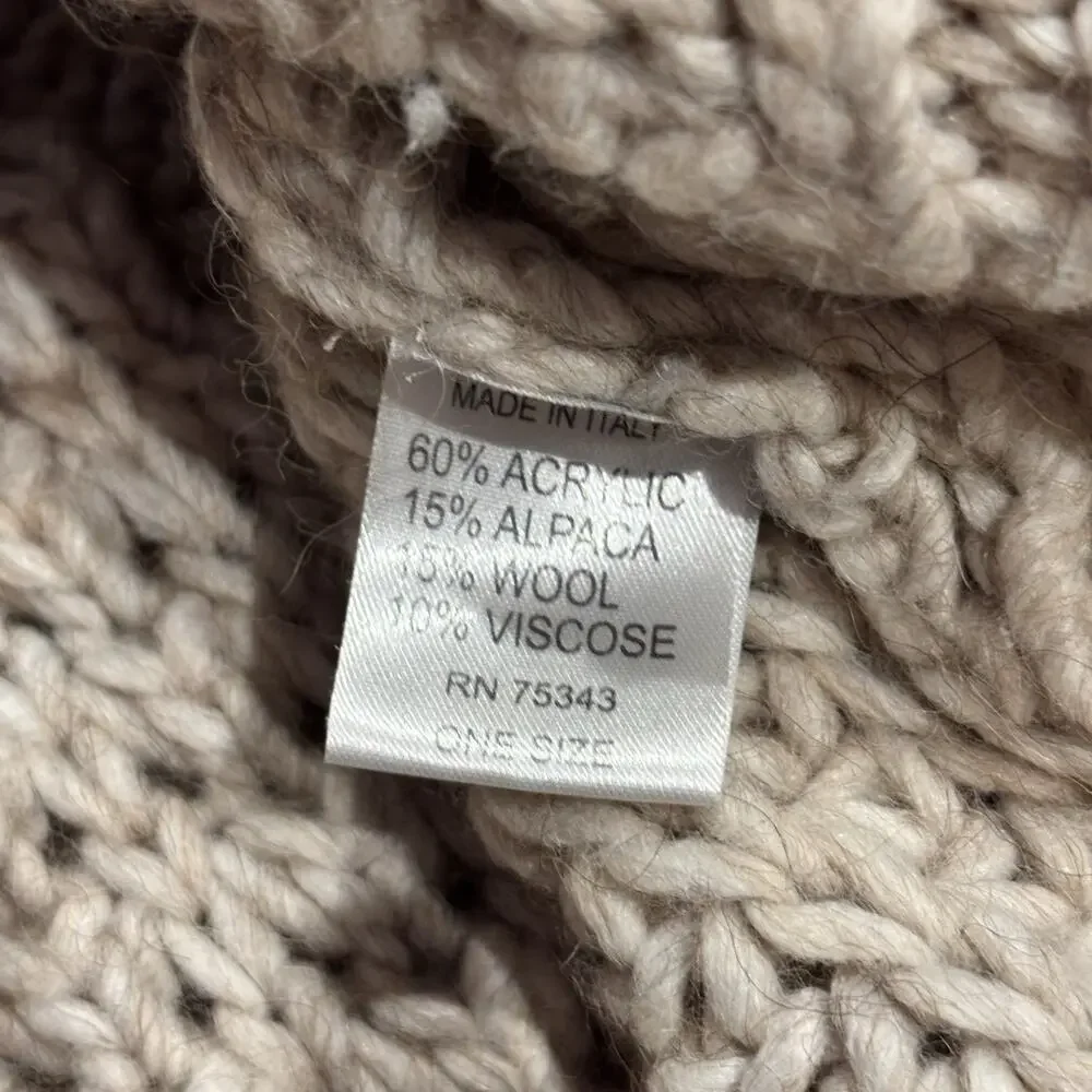 Anthropologie Elsamanda Chunky Cable Knit Zip Cardigan Tan Wool Blend OS